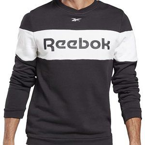 🆕Reebok Men's Training Essentials Graphic Sweatshirt, MD-Black/White Colorblock